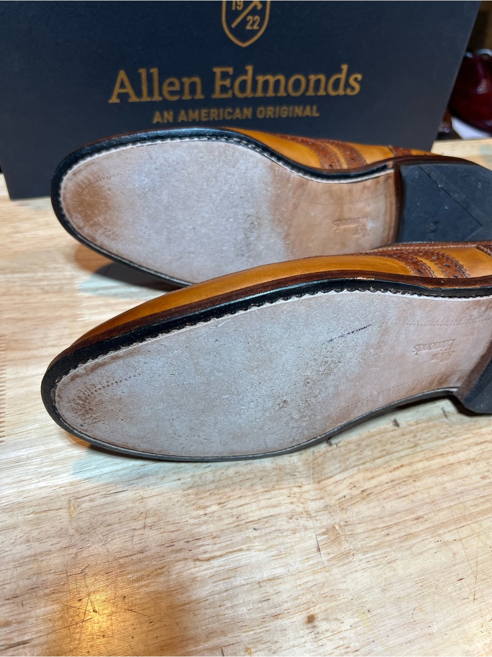 Allen Edmonds Two-Tone Brown Wingtip Oxfords - Picture 12 of 16
